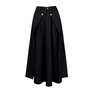 Lapargay double decorative button hip-covering design A-line long skirt high waist elongating figure L78209105V - Lapargay