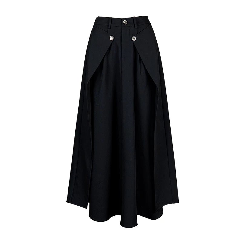 Lapargay double decorative button hip-covering design A-line long skirt high waist elongating figure L78209105V - Lapargay