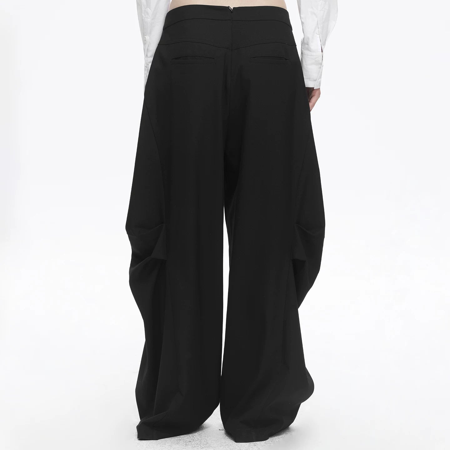 Lapargay Double Waistband Casual Pants, Ribbon Decoration, Pleated Wide-leg Trousers L78102602V - Lapargay