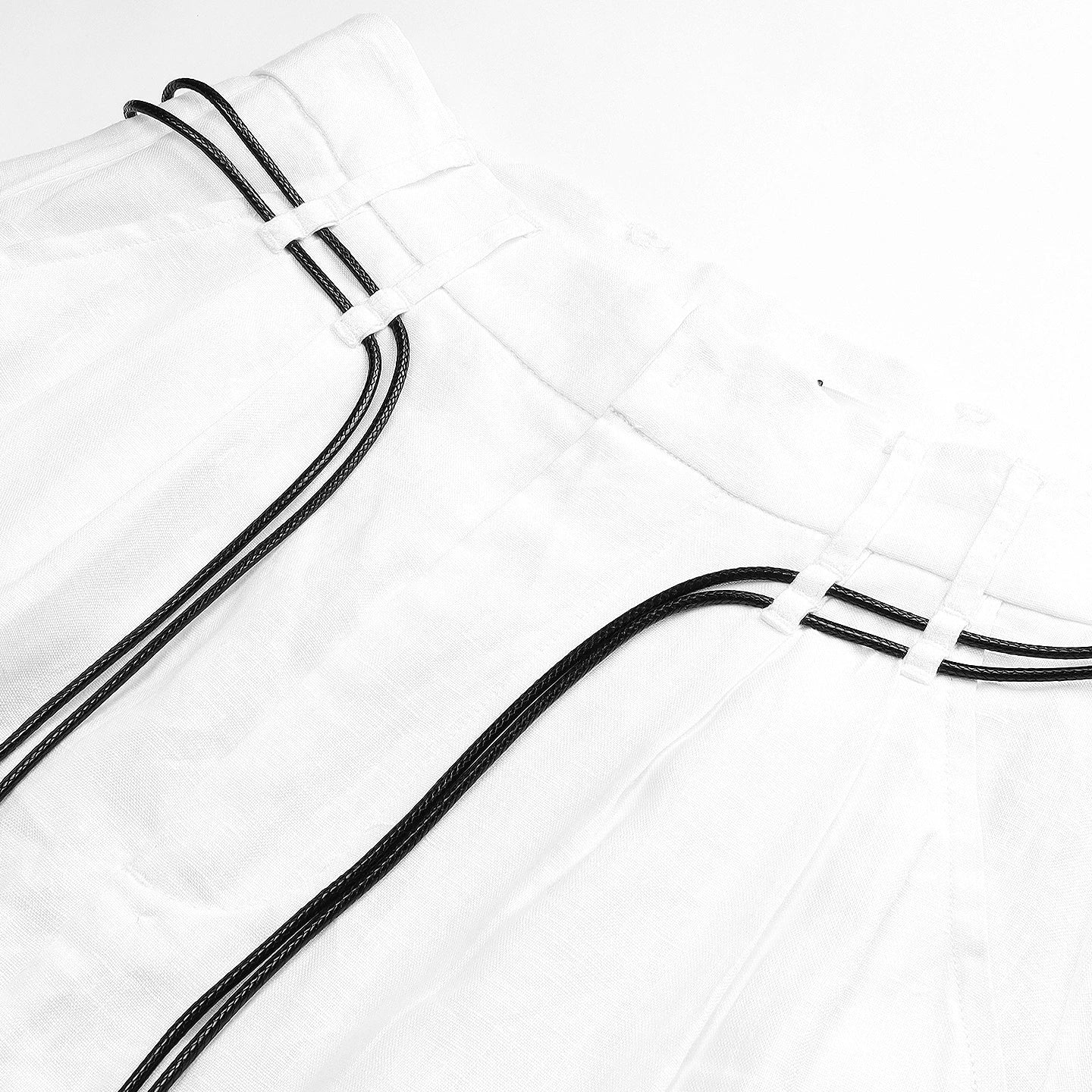 Lapargay Drawstring Waist Cropped Casual Pants High Waist Pleats Loose Comfortable Wide Leg L66302972E - Lapargay