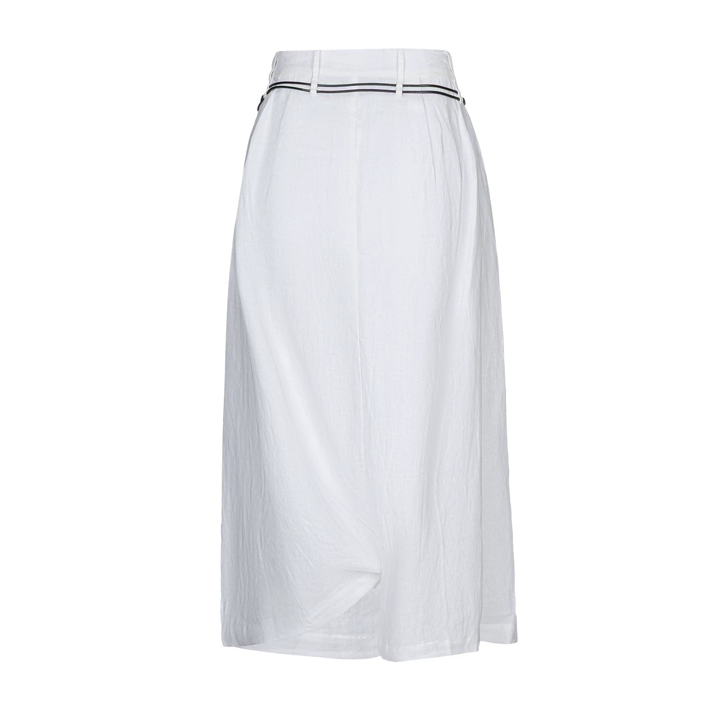 Lapargay Drawstring Waist Cropped Casual Pants High Waist Pleats Loose Comfortable Wide Leg L66302972E - Lapargay