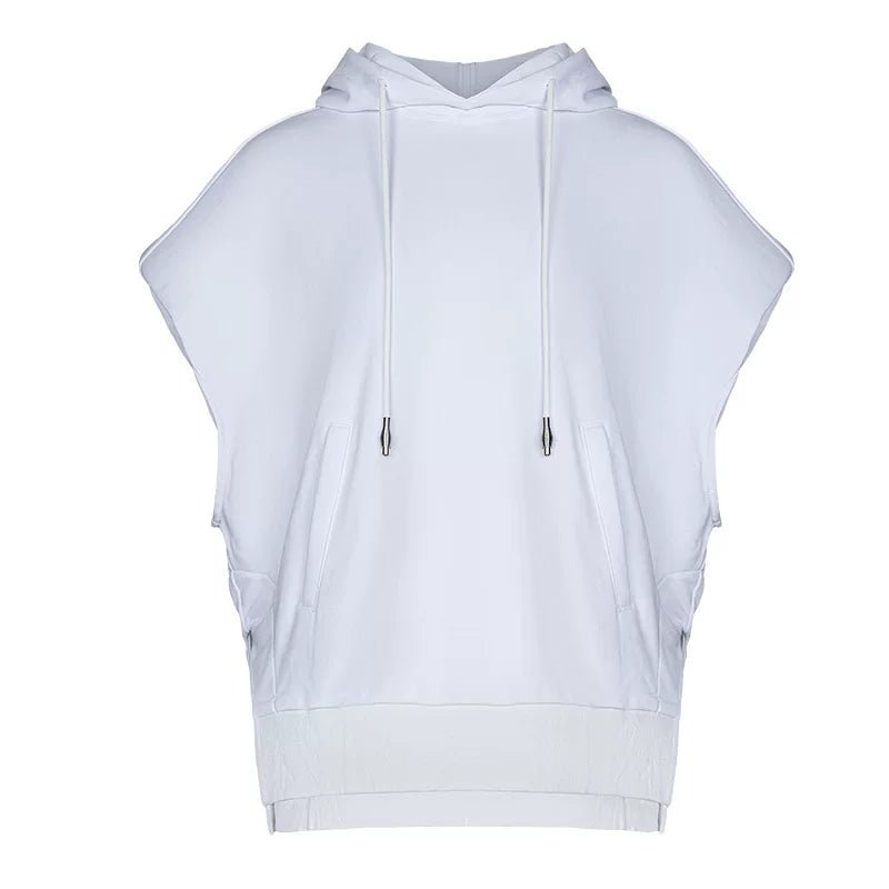 Lapargay Drop-shoulder short vest hoodie 3D kangaroo pocket High-standing hood shape L66301462C - Lapargay