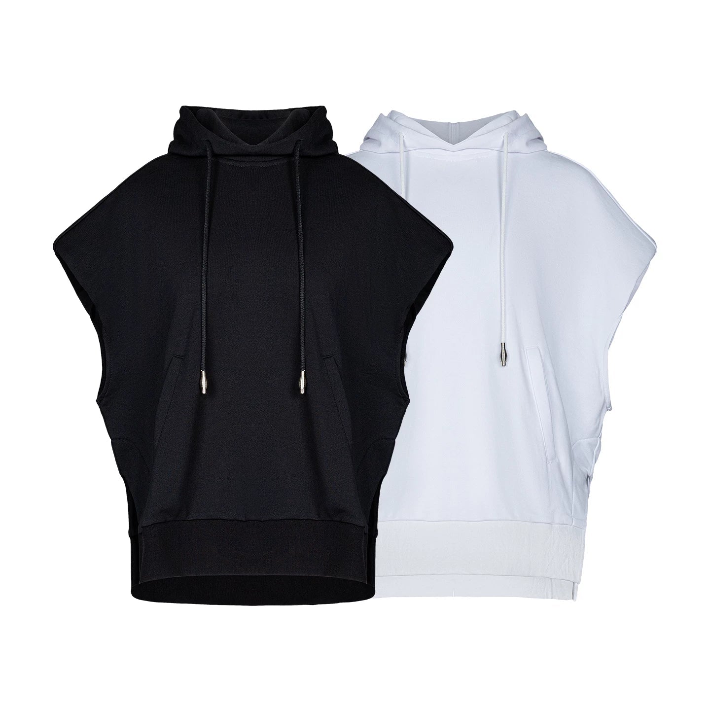 Lapargay Drop-shoulder short vest hoodie 3D kangaroo pocket High-standing hood shape L66301462C - Lapargay