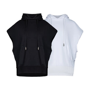 Lapargay Drop-shoulder short vest hoodie 3D kangaroo pocket High-standing hood shape L66301462C - Lapargay