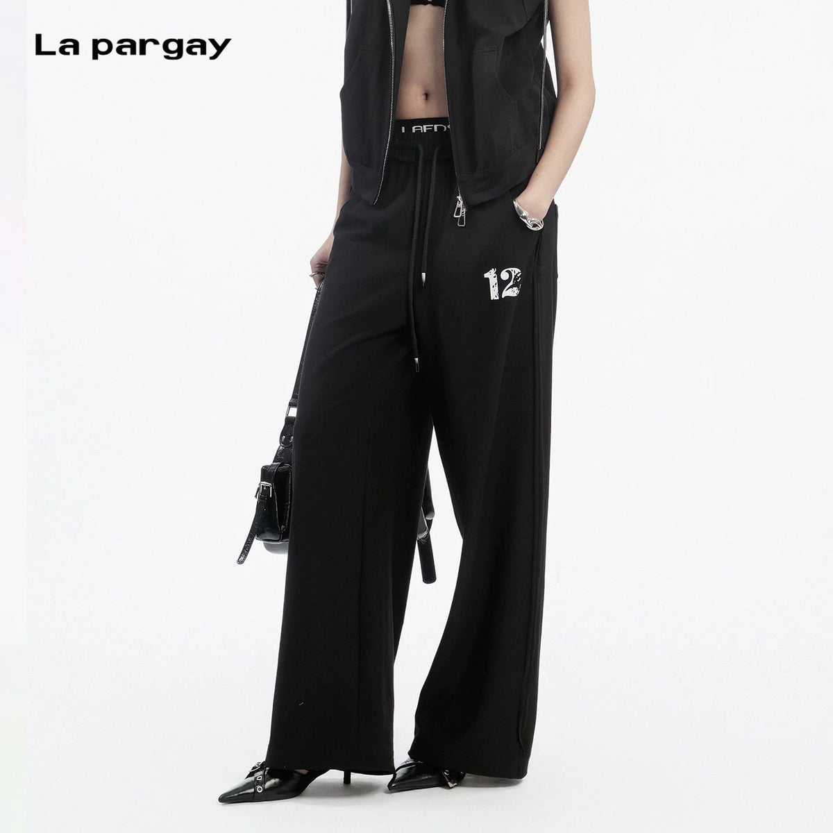Lapargay Elastic Waist Casual Pants Drawstring Design Enhances Outfit Refinement L78202803V - Lapargay