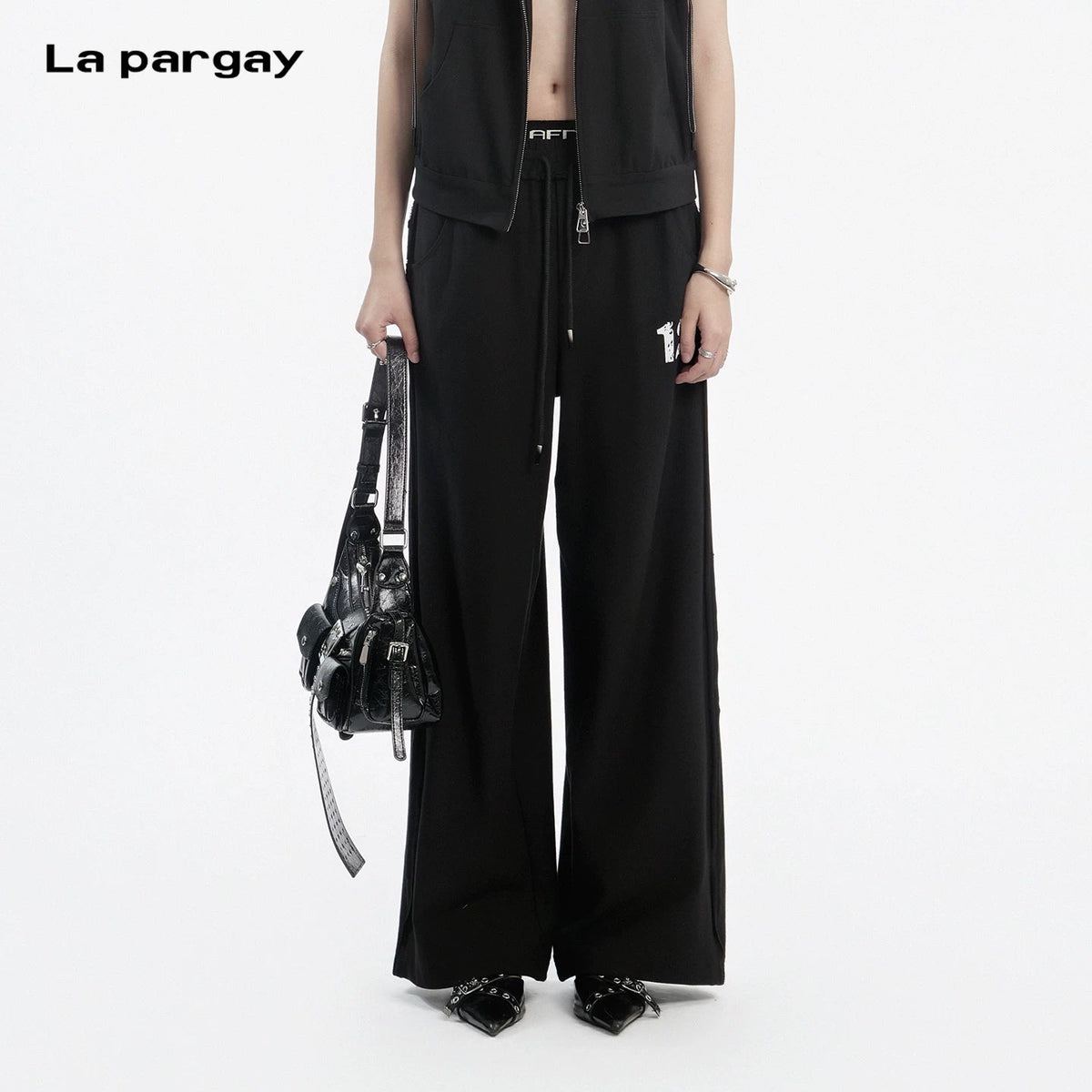 Lapargay Elastic Waist Casual Pants Drawstring Design Enhances Outfit Refinement L78202803V - Lapargay