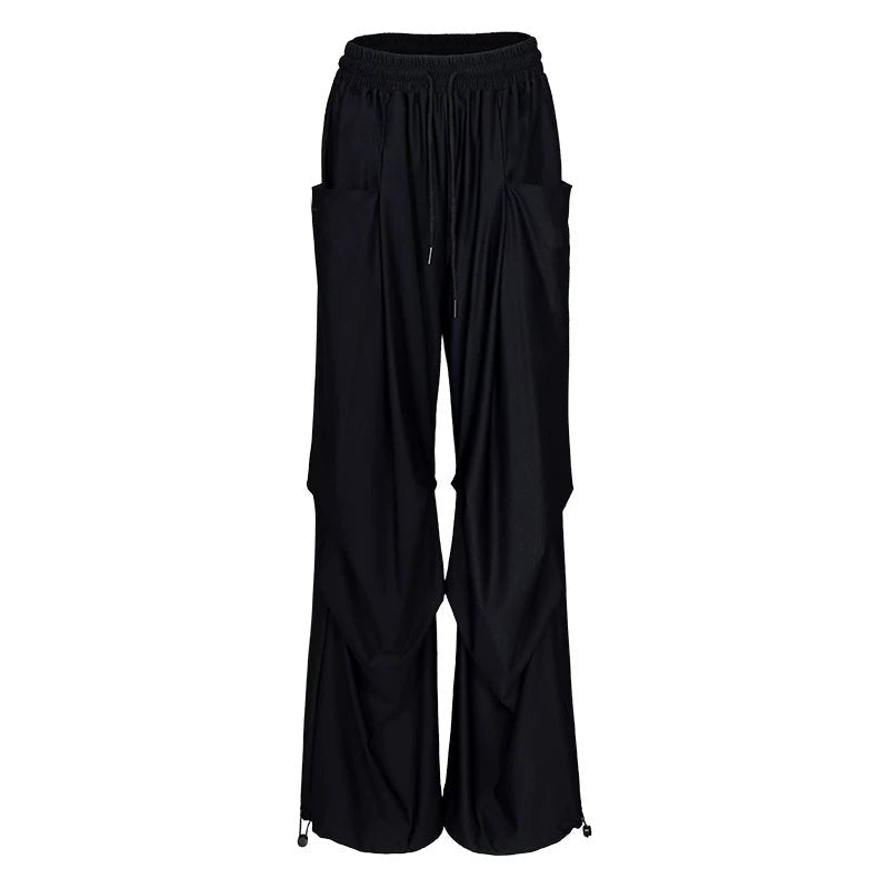 Lapargay Elastic Waist Casual Pants, Large 3D Pockets, Adjustable Hem Design L78202804C - Lapargay