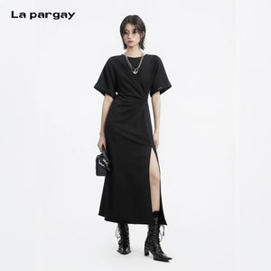 Lapargay Elegant Little Black Dress Twisted Waist Design Figure-Modifying Silhouette L78209018V - Lapargay
