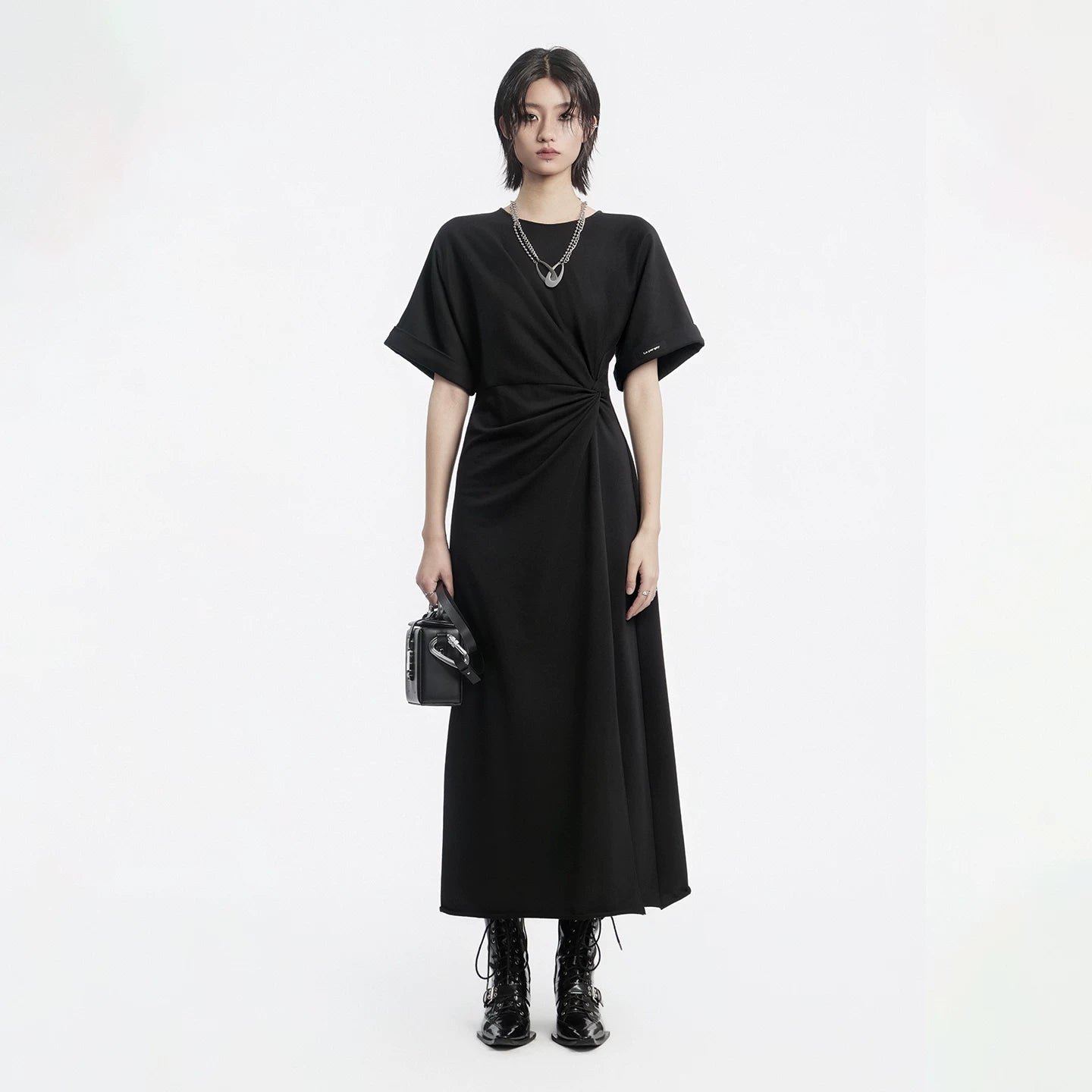Lapargay Elegant Little Black Dress Twisted Waist Design Figure-Modifying Silhouette L78209018V - Lapargay