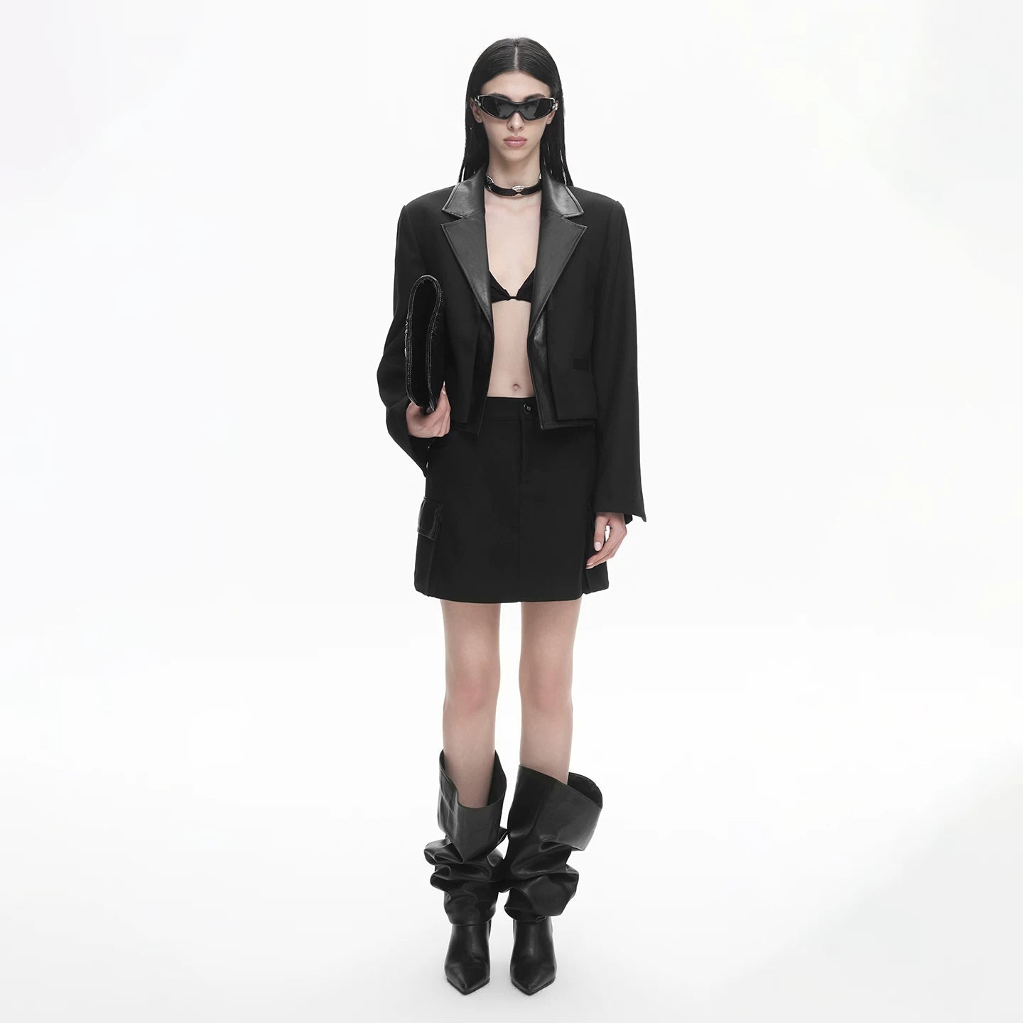 Lapargay faux two-piece spliced blazer, short cropped waist, mature-style short outerwear L78101237V - Lapargay