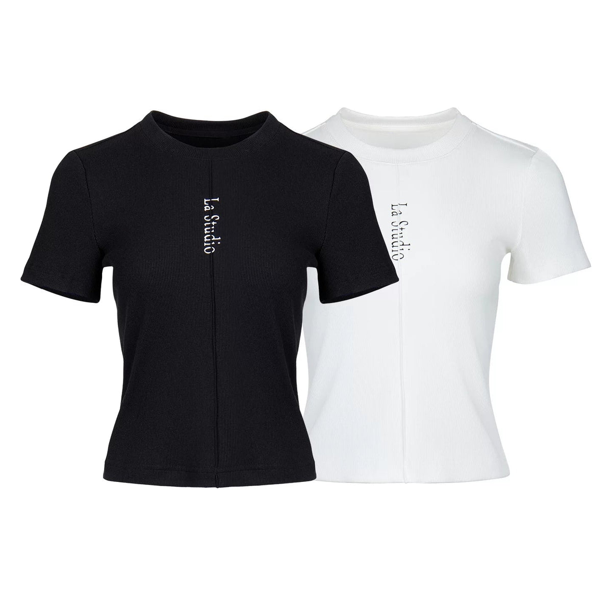 Lapargay Fitted Short T-Shirt Set-in Shoulder Round Neck Design Letter Print Accent L78200217C - Lapargay