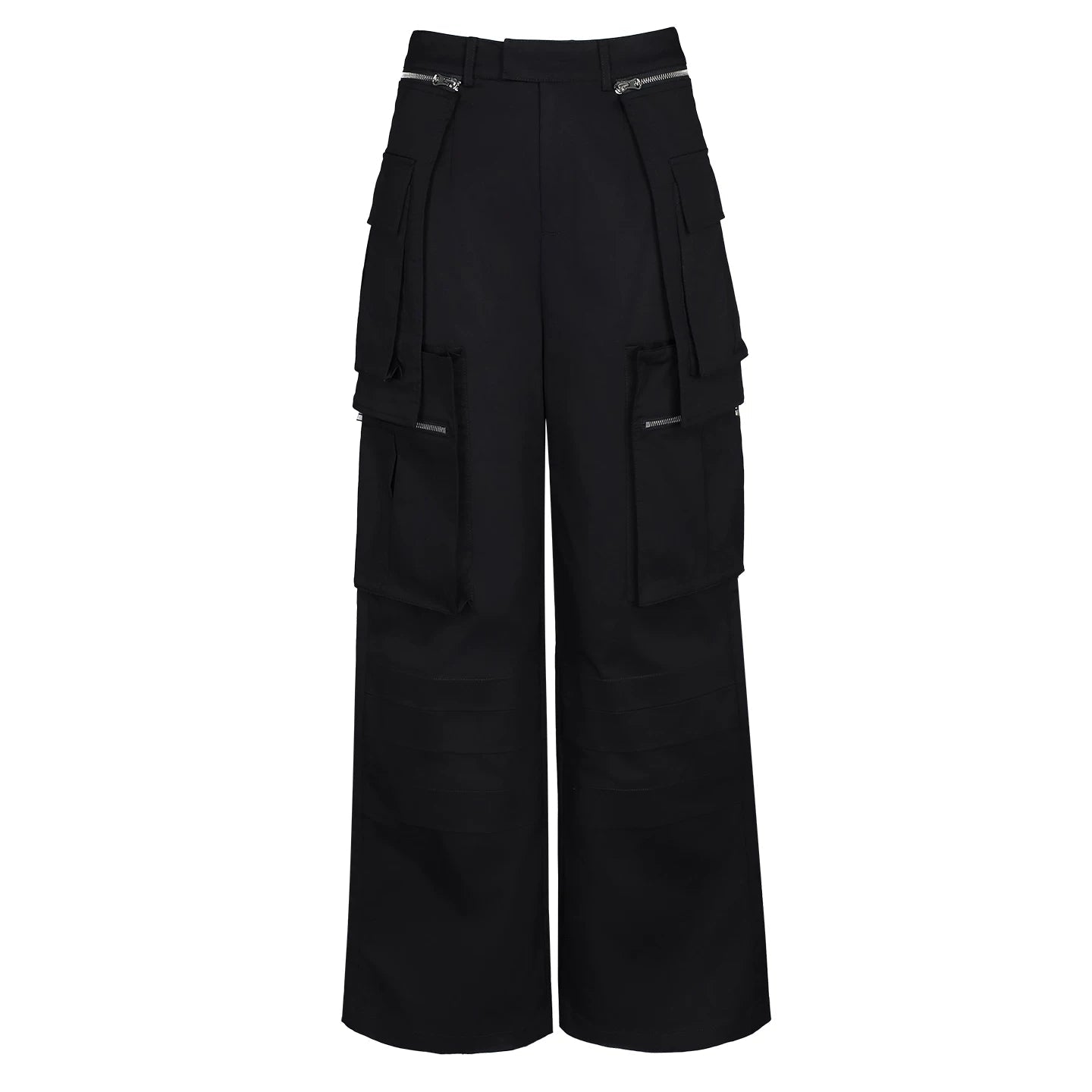 Lapargay functional cargo wide-leg casual pants double zipper multiple pockets drapey and leg-lengthening L69302653S - Lapargay