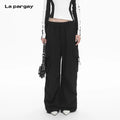 Lapargay Functional Cargo Wide-leg Pants Structuralism Drawstring Design L78102639V - Lapargay