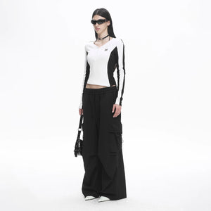 Lapargay Functional Cargo Wide-leg Pants Structuralism Drawstring Design L78102639V - Lapargay