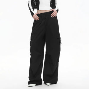 Lapargay Functional Cargo Wide-leg Pants Structuralism Drawstring Design L78102639V - Lapargay