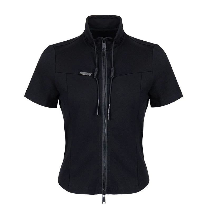Lapargay functional drawstring short jacket full zip stand collar fits figure not bulky L78201910V - Lapargay