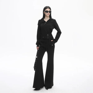 Lapargay Functional High Collar Short Jacket, Multi-Zipper Decor, Asymmetric Hem Design L78101982V - Lapargay