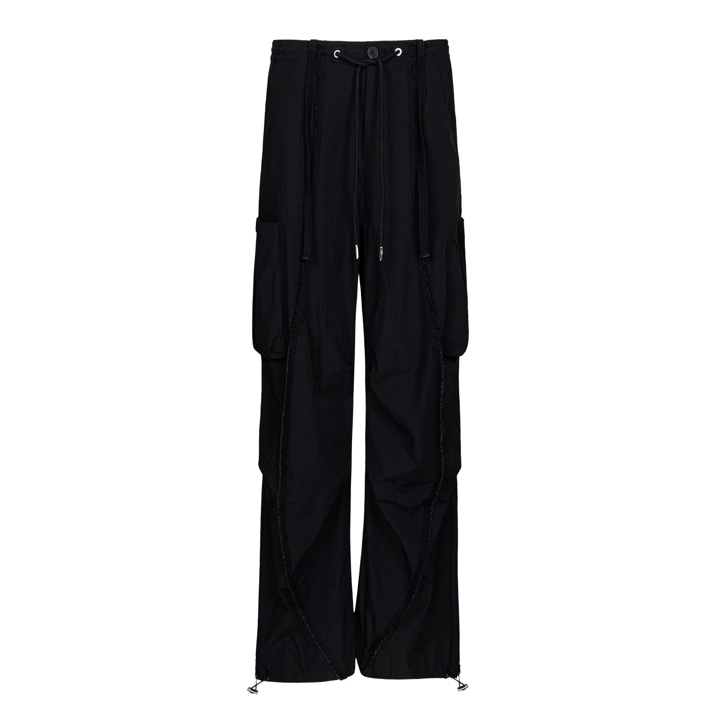 Lapargay functional wide-leg casual pants double side pockets elastic drawstring waist L75102601S - Lapargay