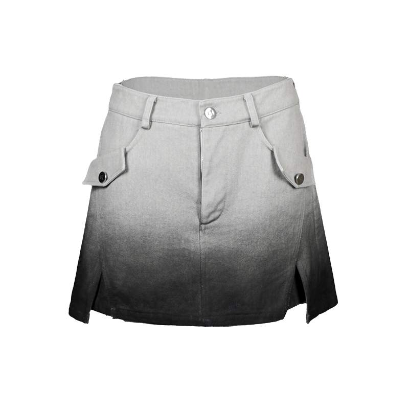 Lapargay gradient washed skirt high waist slimming trendy utility short skirt pants L78202202V - Lapargay