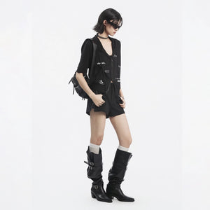 Lapargay Graffiti print hooded short jacket Ribbed hem Neat and clean L78201209S - Lapargay