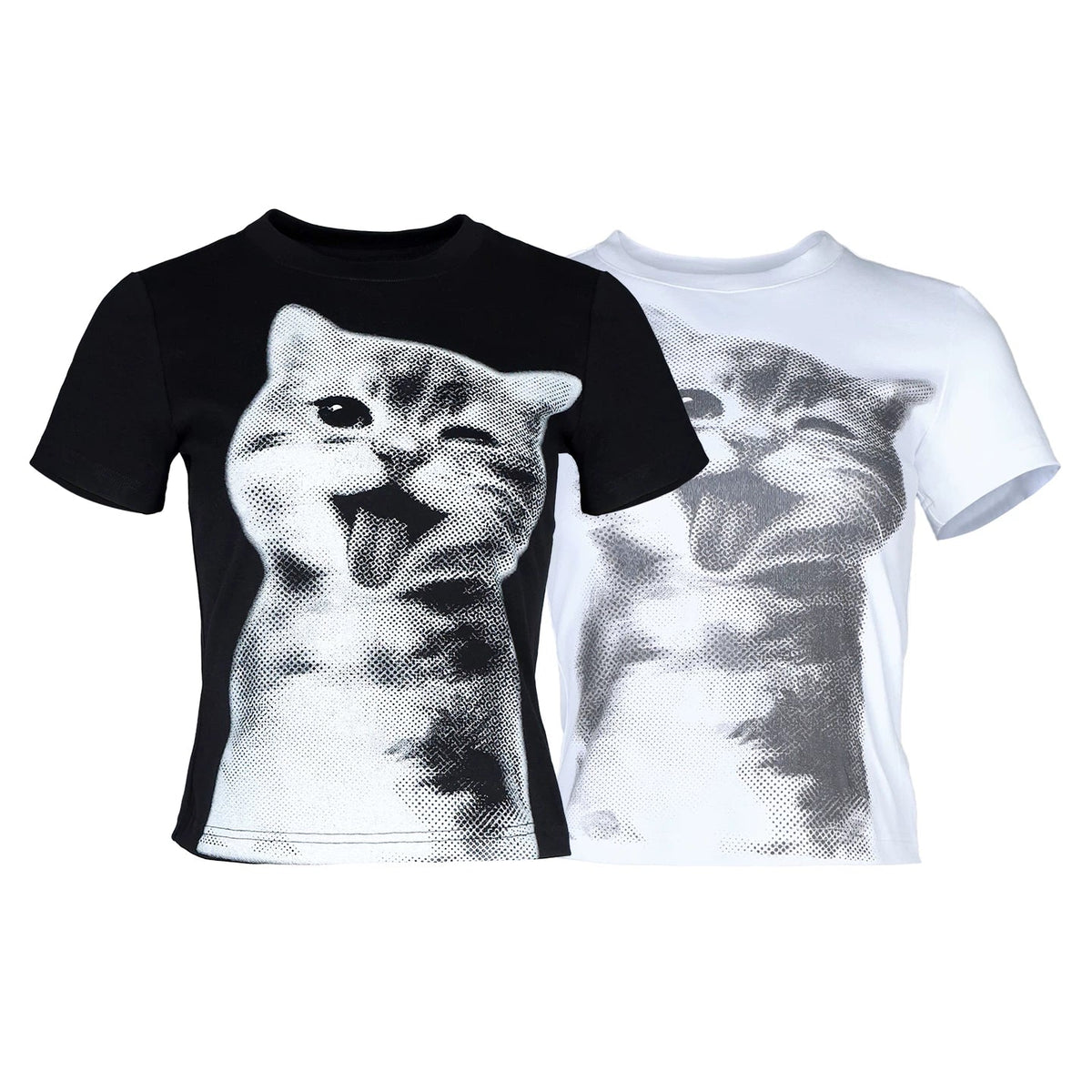 Lapargay Halftone Mesh Pattern T-Shirt Soft Knit Cropped Slim Fit L78200208V - Lapargay