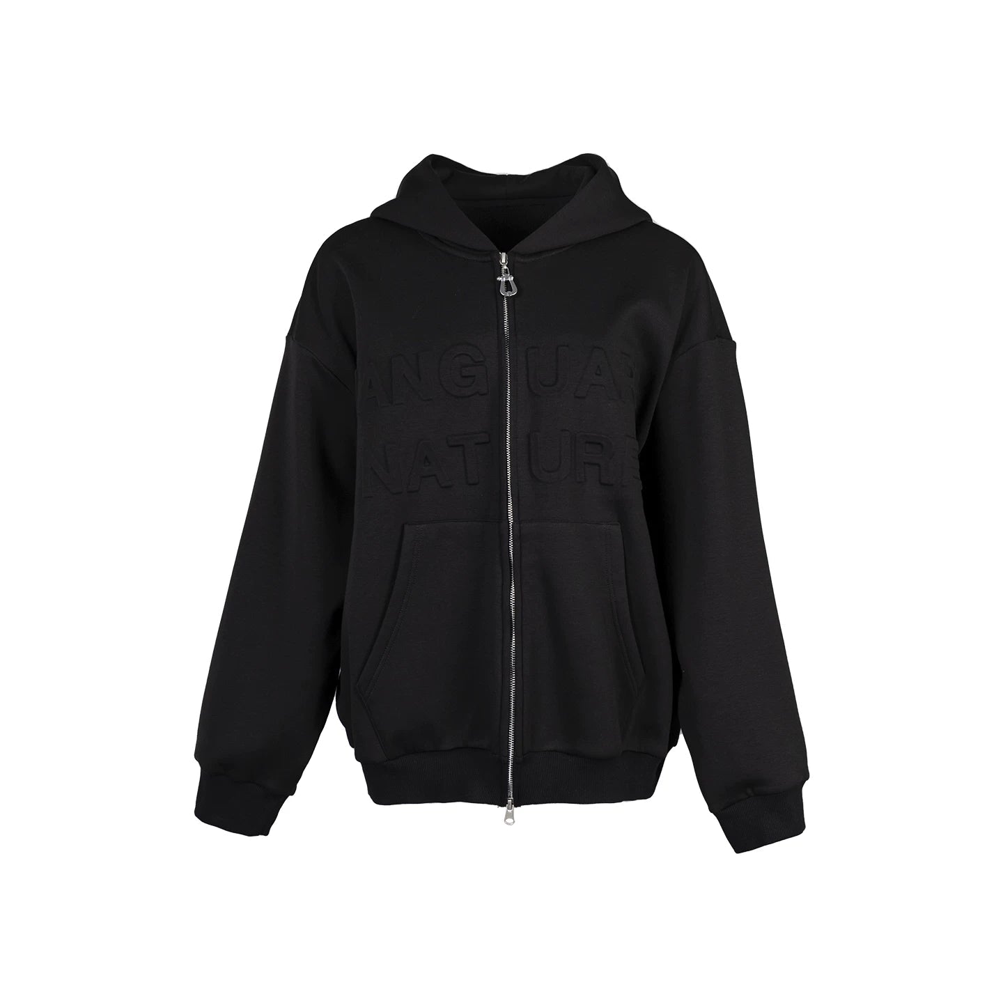 Lapargay high-street embossed letter print, double zipper cardigan, loose hooded short jacket L78101233C - Lapargay