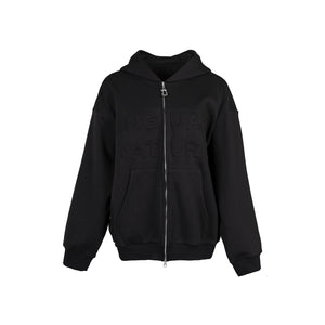 Lapargay high-street embossed letter print, double zipper cardigan, loose hooded short jacket L78101233C - Lapargay