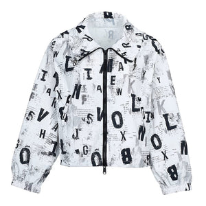 Lapargay high-street sleeveless vest with black-and-white full print and,zipper short jacket L78201409V - Lapargay