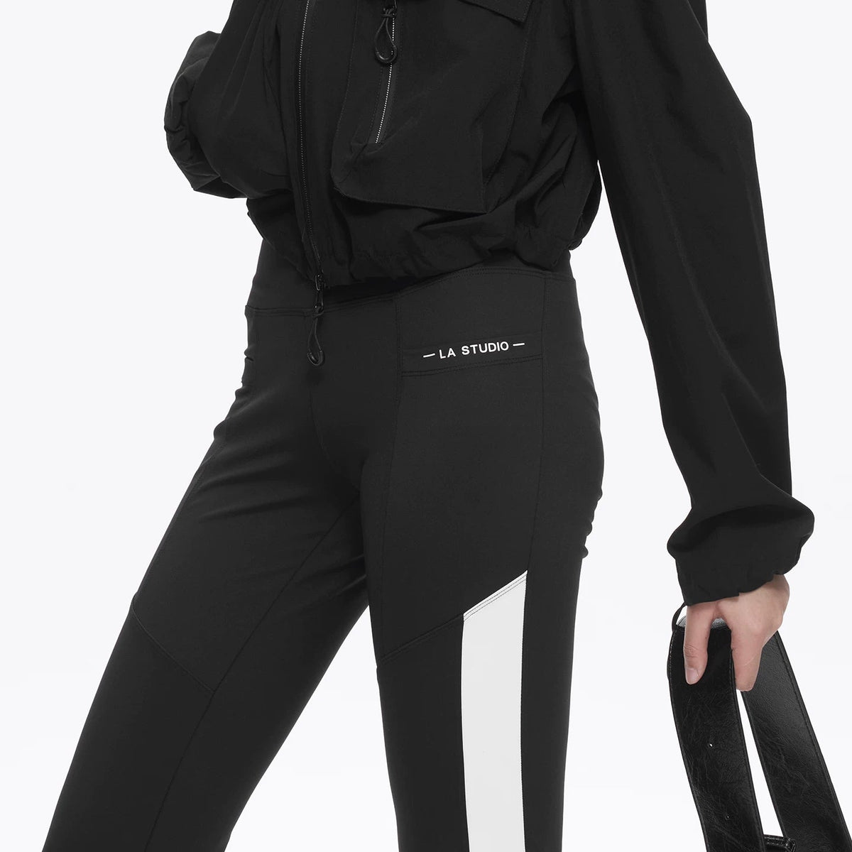 Lapargay High-Stretch Slim Fit Flared Pants with Side Contrast Stripe, Slimming and Leg-Lengthening L78102001C - Lapargay