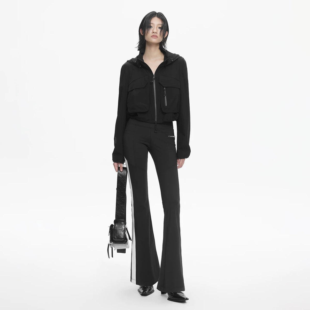 Lapargay High-Stretch Slim Fit Flared Pants with Side Contrast Stripe, Slimming and Leg-Lengthening L78102001C - Lapargay