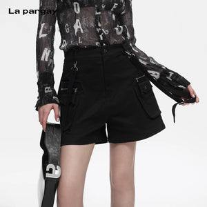 Lapargay high-waist A-line cargo shorts, multi-pocket three-dimensional cut, leg-shaping L78202204V - Lapargay