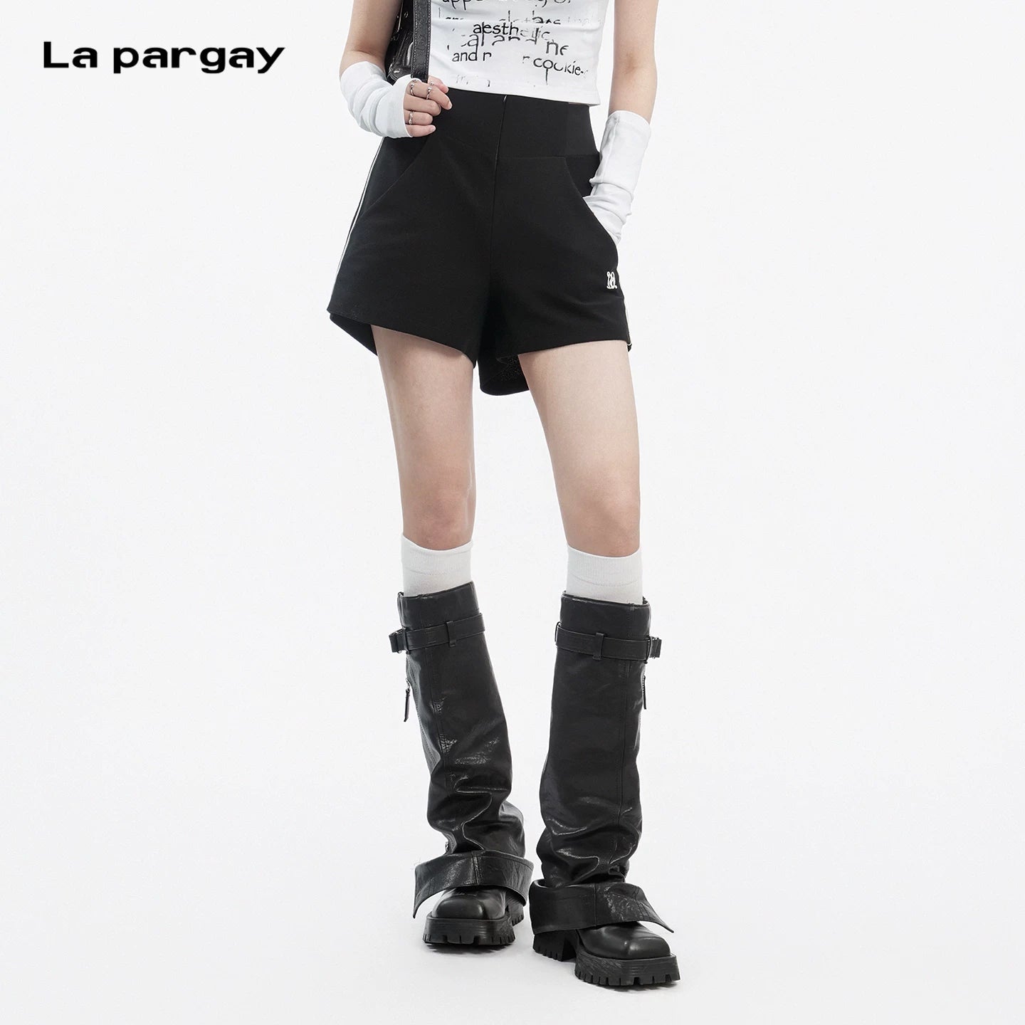 Lapargay High Waist A-Line Casual Pants Front Center Zipper Three-Dimensional Pocket Design L78202209V - Lapargay