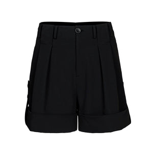 Lapargay High-Waist Casual Shorts, Neat Suit Tailoring, Turn-Up Hem Design L78202302C - Lapargay