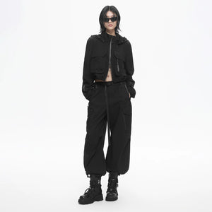 Lapargay High-waist Loose Wide-leg Pants Cool Utility Multi-pocket Design L78102617S - Lapargay