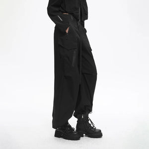 Lapargay High-waist Loose Wide-leg Pants Cool Utility Multi-pocket Design L78102617S - Lapargay