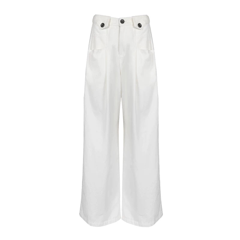 Lapargay High-Waist Pleated Wide Leg Pants Hip Sculpting Optimized Body Proportion L78102619C - Lapargay