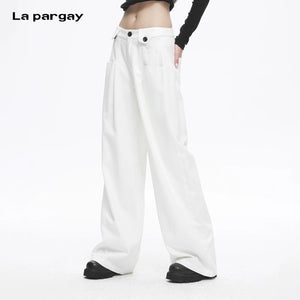 Lapargay High-Waist Pleated Wide Leg Pants Hip Sculpting Optimized Body Proportion L78102619C - Lapargay