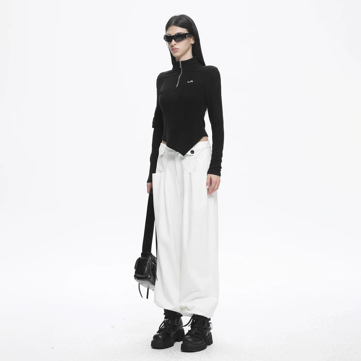 Lapargay High-Waist Pleated Wide Leg Pants Hip Sculpting Optimized Body Proportion L78102619C - Lapargay