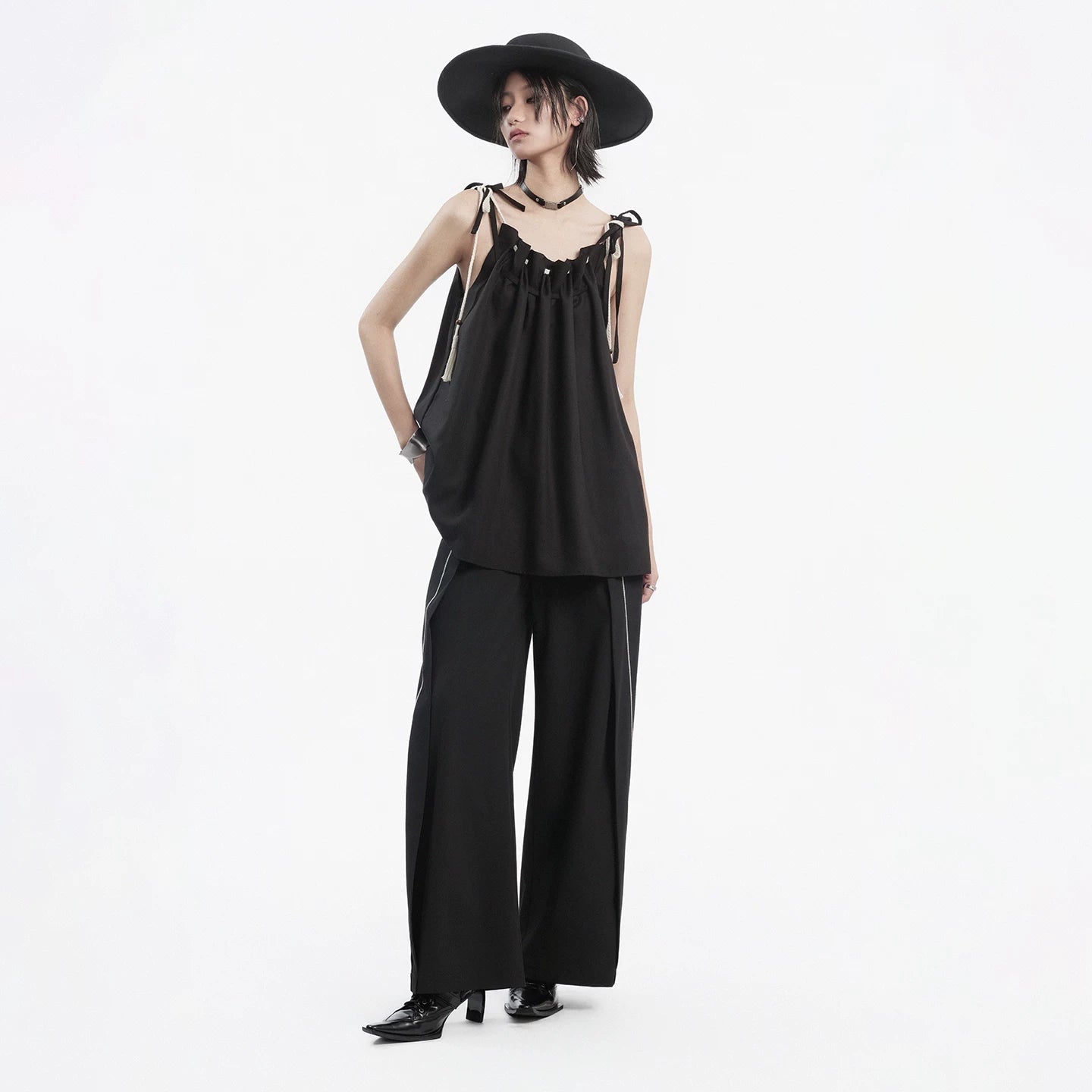 Lapargay High-Waist Wide-Leg Casual Pants Clean Wide Waist Design Light Luxury Exquisite Details L78202904V - Lapargay