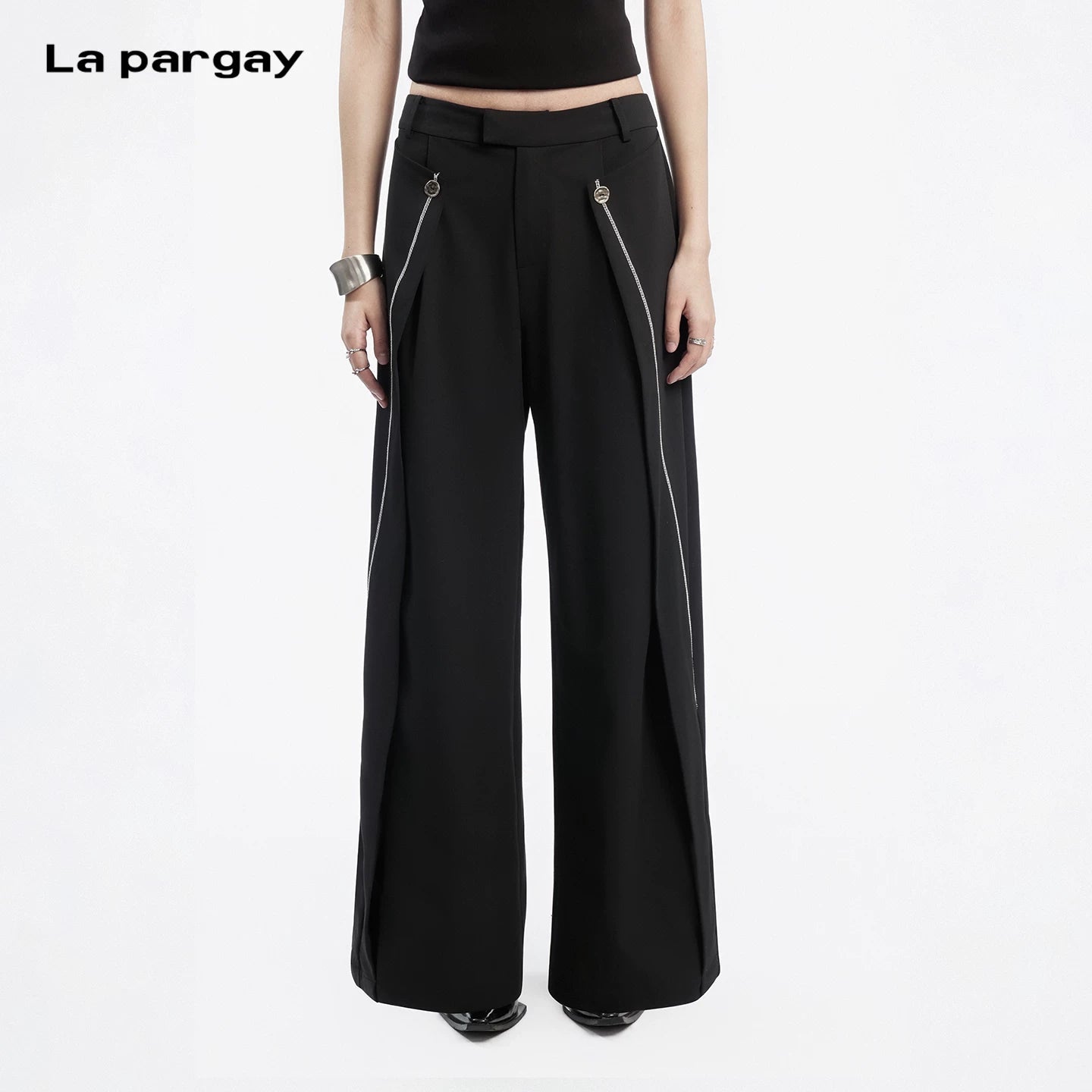 Lapargay High-Waist Wide-Leg Casual Pants Clean Wide Waist Design Light Luxury Exquisite Details L78202904V - Lapargay