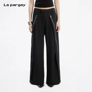 Lapargay High-Waist Wide-Leg Casual Pants Clean Wide Waist Design Light Luxury Exquisite Details L78202904V - Lapargay