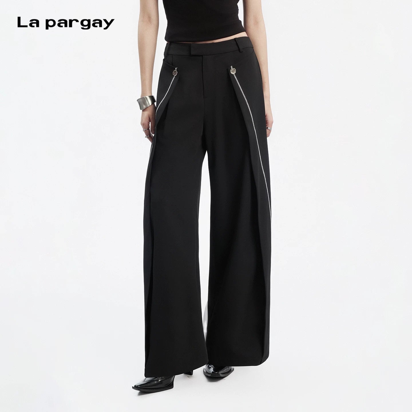 Lapargay High-Waist Wide-Leg Casual Pants Clean Wide Waist Design Light Luxury Exquisite Details L78202904V - Lapargay