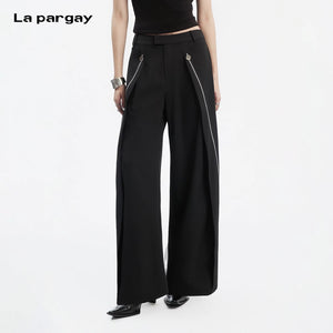 Lapargay High-Waist Wide-Leg Casual Pants Clean Wide Waist Design Light Luxury Exquisite Details L78202904V - Lapargay