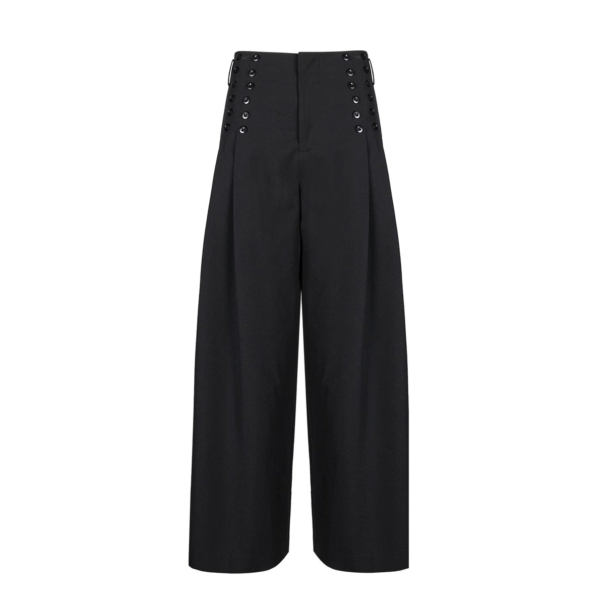Lapargay High Waist Wide Leg Casual Pants Double Button Decoration Waistband Loose and Slimming Cover Hips L78202902S - Lapargay