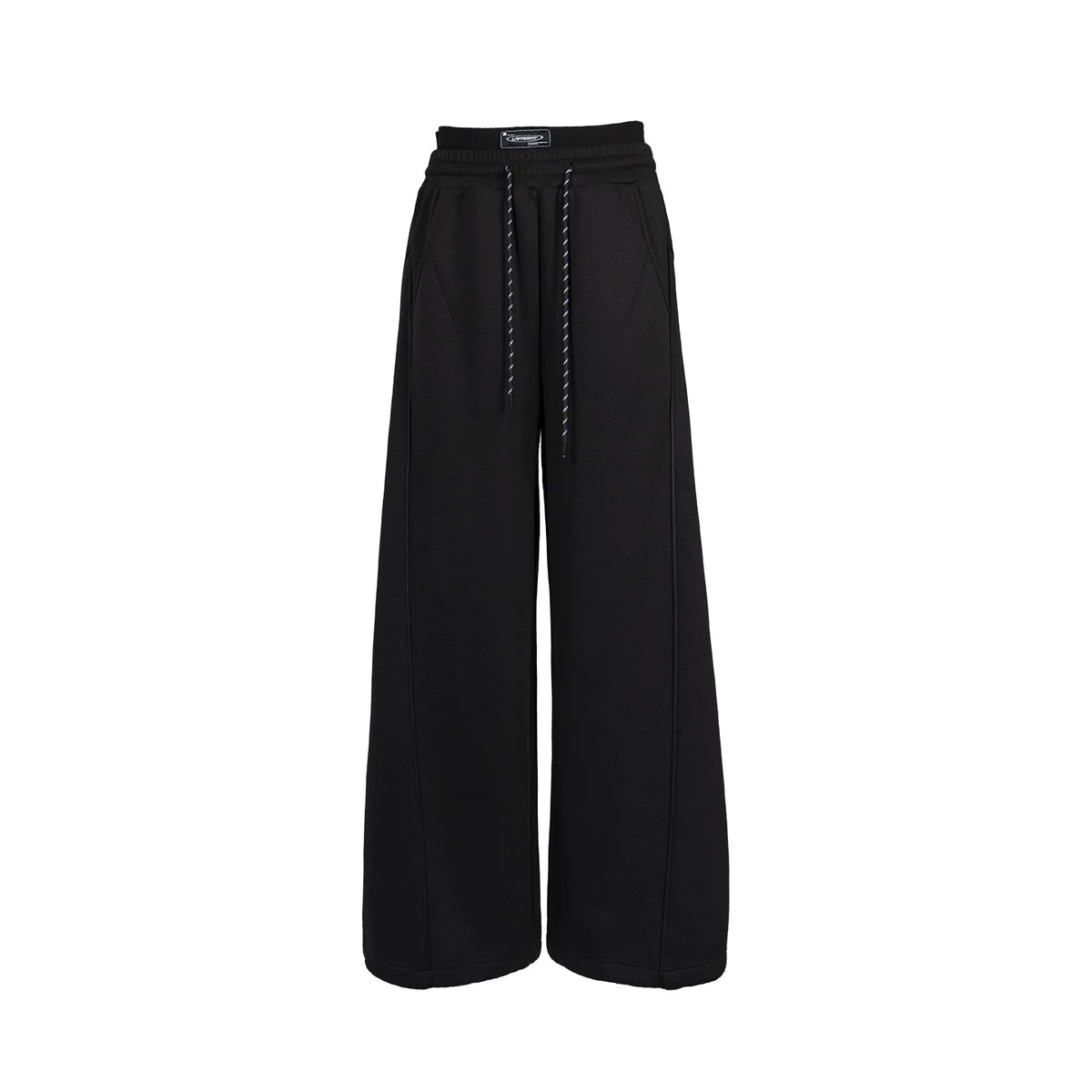 Lapargay High-waist Wide-leg Pants with Dropped Waistband, Double Elastic Waist, Loose Trouser Legs Versatile L78102804C - Lapargay