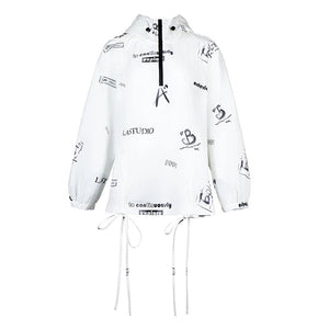Lapargay Hooded Drawstring Short Jacket, Half Placket Design, Elastic Hem L78201902V - Lapargay