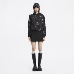 Lapargay Hooded Drawstring Short Jacket, Half Placket Design, Elastic Hem L78201902V - Lapargay