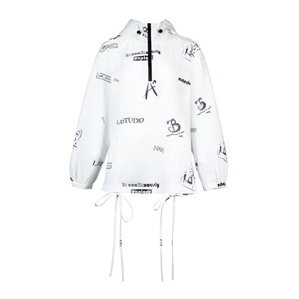 Lapargay Hooded Drawstring Short Jacket, Half Placket Design, Elastic Hem L78201902V - Lapargay