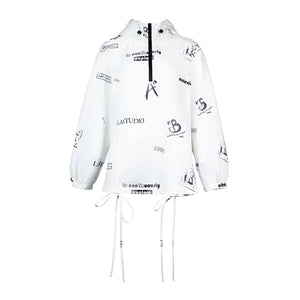 Lapargay Hooded Drawstring Short Jacket, Half Placket Design, Elastic Hem L78201902V - Lapargay