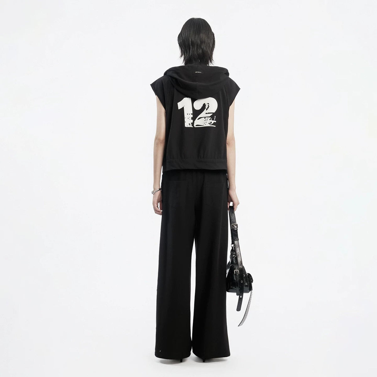Lapargay hooded zip sleeveless vest back print accent clean tailoring craftsmanship L78201410V - Lapargay
